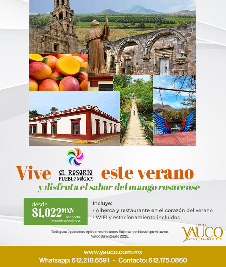Oferta de Verano, Hospedaje Hotel Yauho, Hotel en El Rosario, Sinaloa